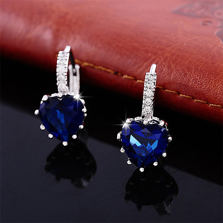 New European and American Fashion Earrings AAA Zircon Earrings Bestseller Peach Heart Multi Color Jewelry