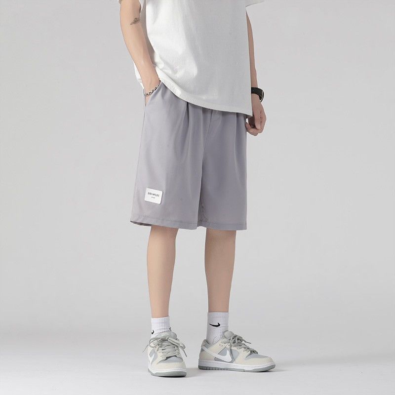 Casual shorts men's thin breathable straight loose shorts fashion brand summer versatile Ice Silk quick-drying shorts