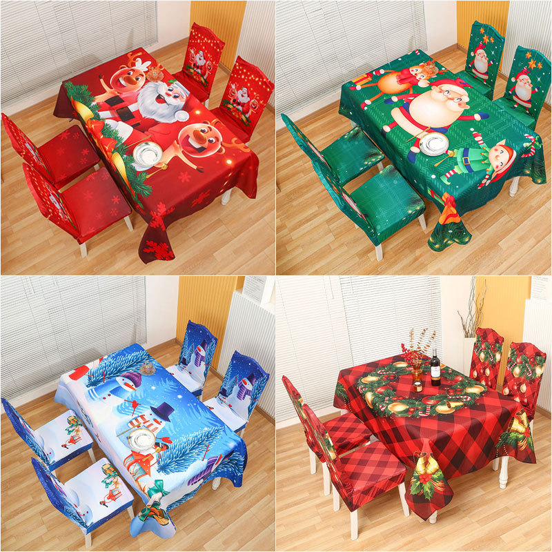Christmas printed chair cover tablecloth holiday home decoration all-inclusive stretch chair cover dining tablecloth_voghion.com