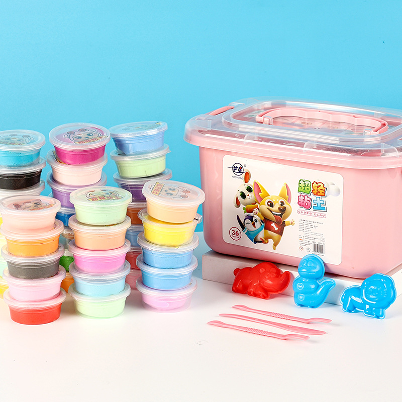 Boxed 36-color ultra-light clay kindergarten Plasticine colored clay storage box Children's handmade light clay DIY toys