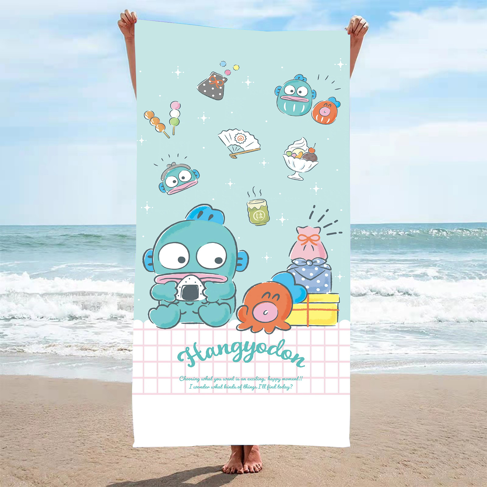 Amazon Cross-border Hot Sale Microfiber Beach Towel Cartoon Animation Digital Printing Square Bath Towel Shawl