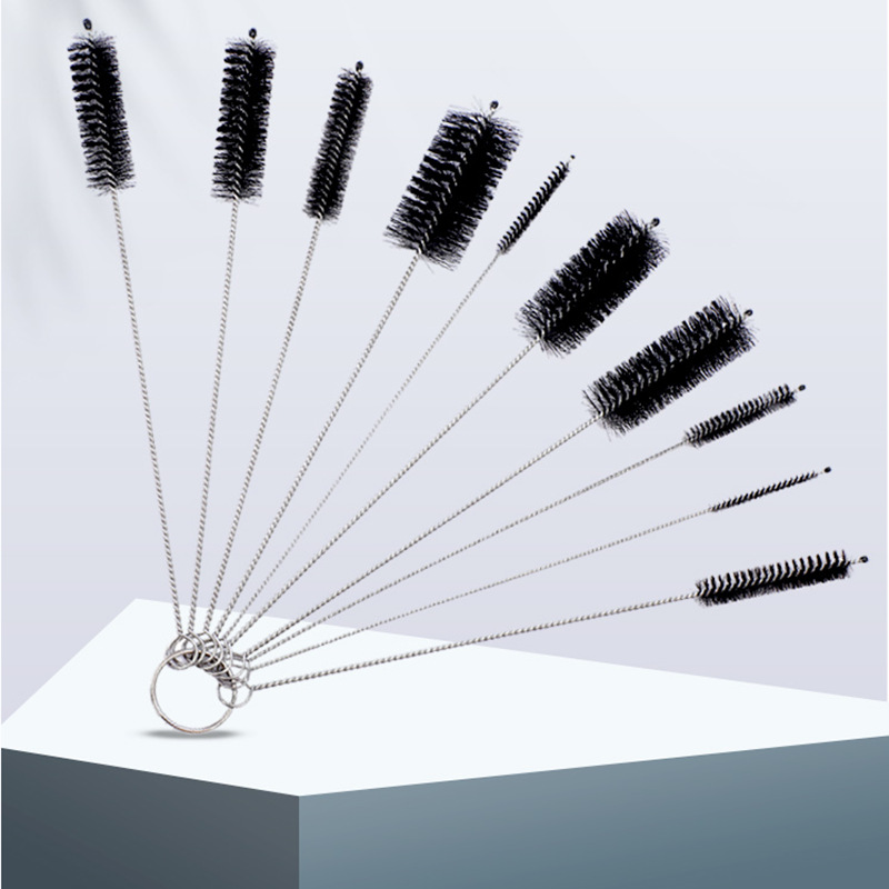 Cross-border stainless steel suction pipe brush 10-piece test pipe brush nylon cleaning brush suit pipe gap brush many specifications now