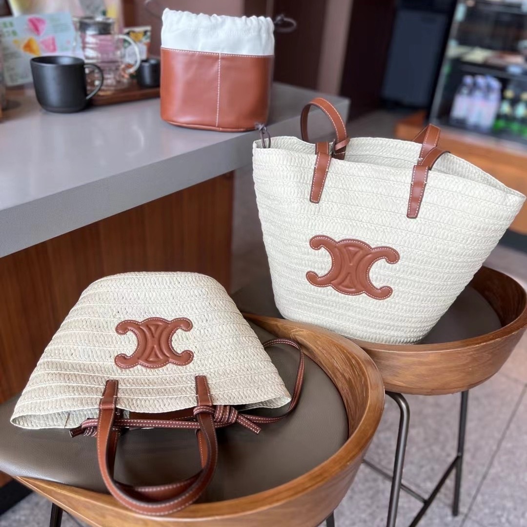 Lafite Straw Bag Hand-woven Bag 2024 New Large Capacity Vegetable Basket Tote Bag Portable Shoulder Bag for Women