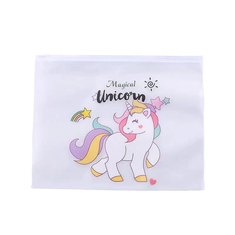 PE Frosted Bag Zipper Bag Student Stationery Pen Refill Bag Transparent Ring Zipper Bag Cartoon Packaging Bag