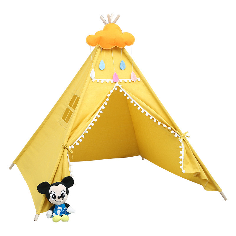 Children's Tent Game House Indian Fringe Fur Ball Tent Portable Children's Indoor Toy Tent Princess Room