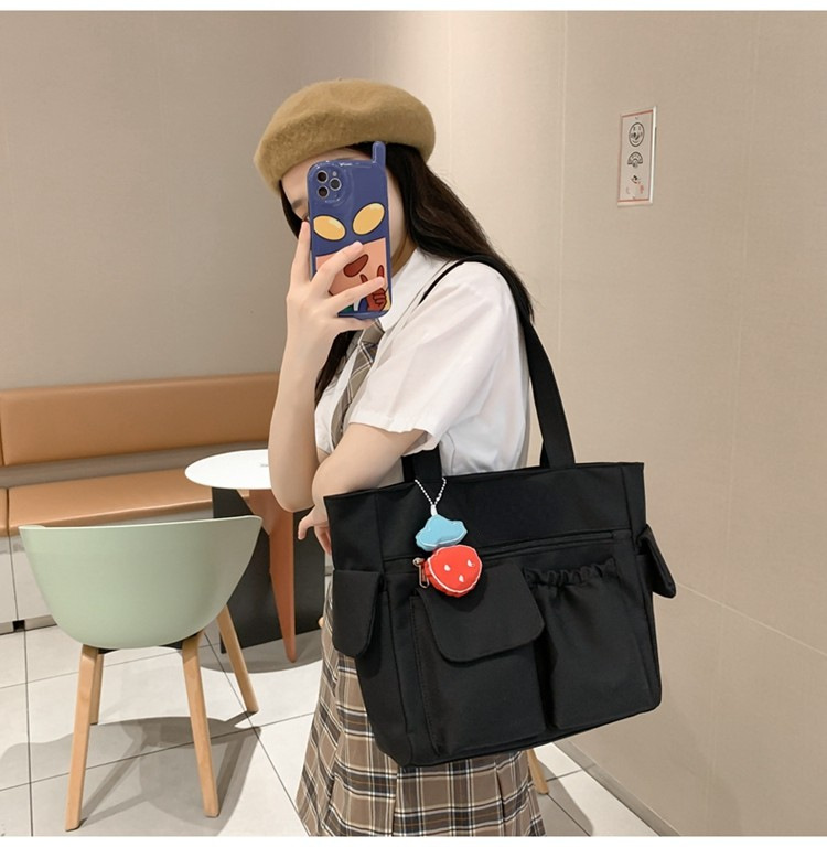 Student Tutorial Tasche Großhandel Canvas Tasche Damen Umhängetasche Japanische einfache große Kapazität Tragetasche Büchertasche Schultasche vielseitig_voghion.com