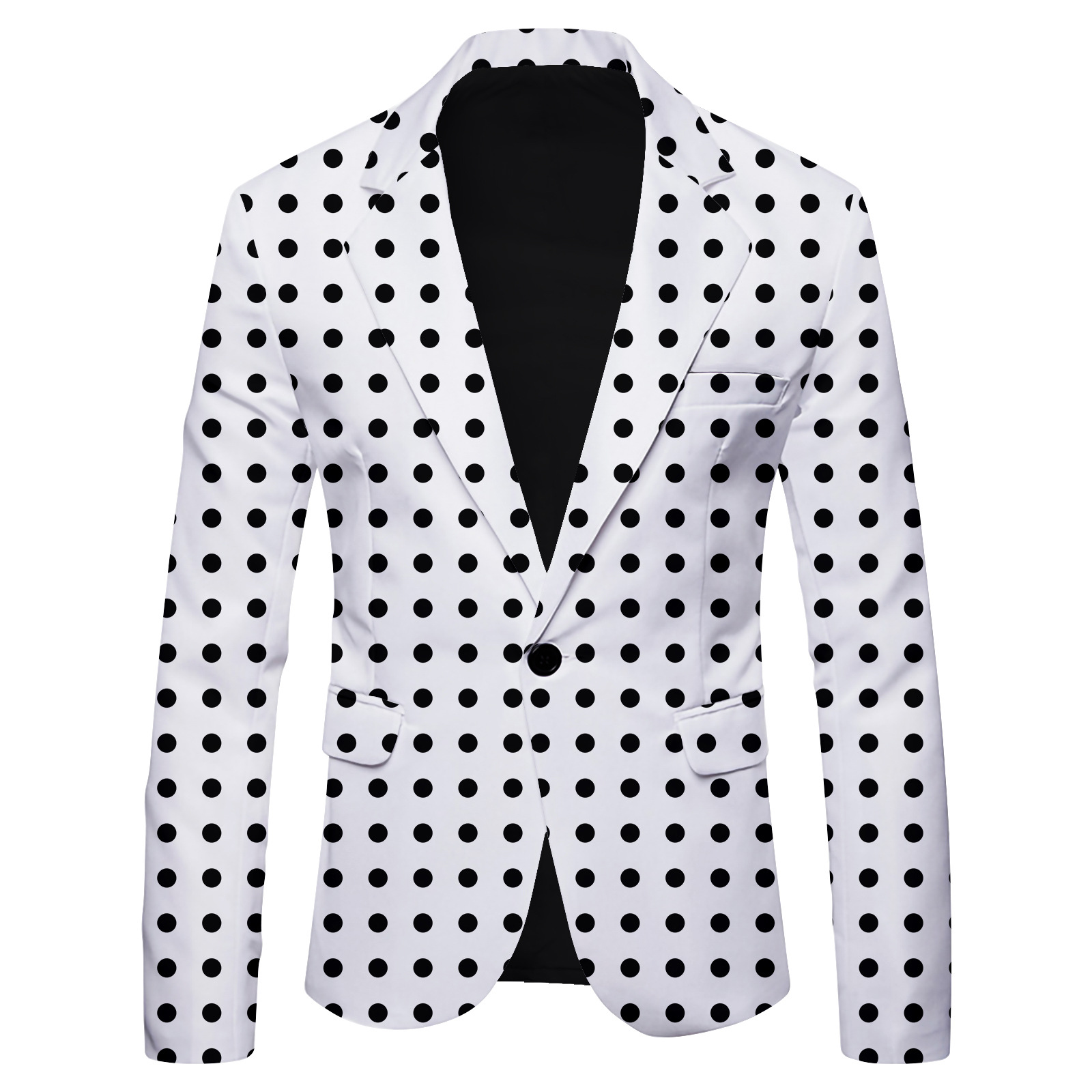 New Foreign Trade Men's Polka Dot Printed Casual Suit Jacket British Fashion Slim Fit Suit