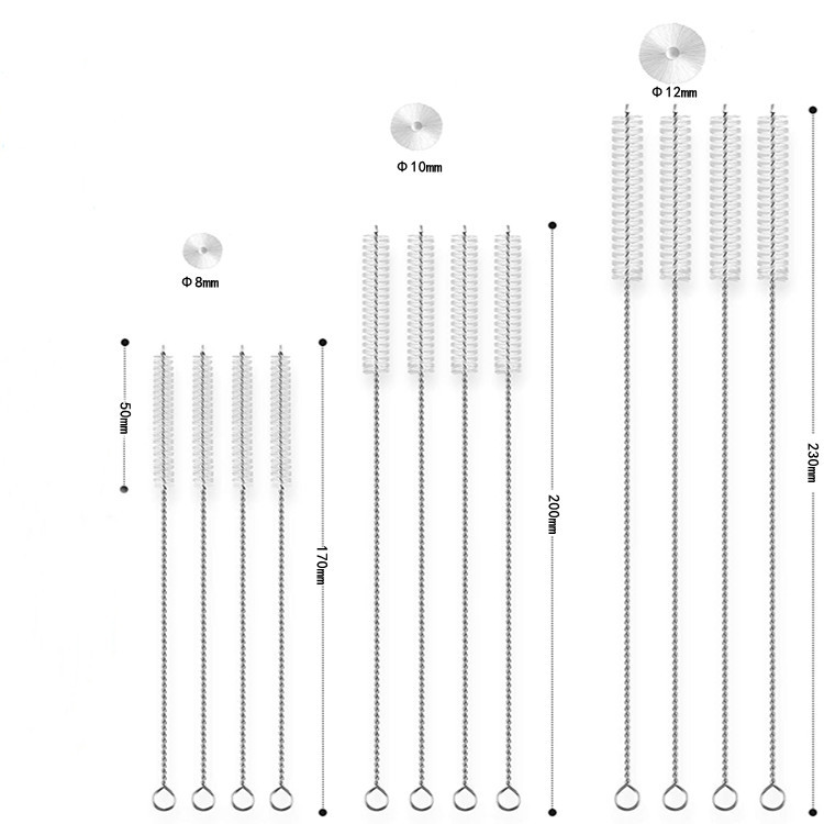 Factory direct supply straw cleaning stainless steel straw cleaning brush Cup brush size pre-shipment gap brush independent packaging
