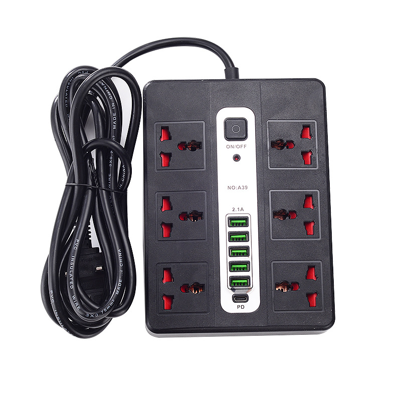 Foreign trade wholesale smart perforated USB household drag plate British gauge multi-function long-term wiring board plug PD hole
