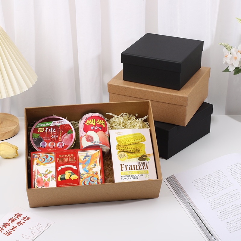 Heaven and Earth Cover Black Birthday Gift Box Accompanying Gift Box Large Rectangular Box Kraft Paper Gift Packaging Box
