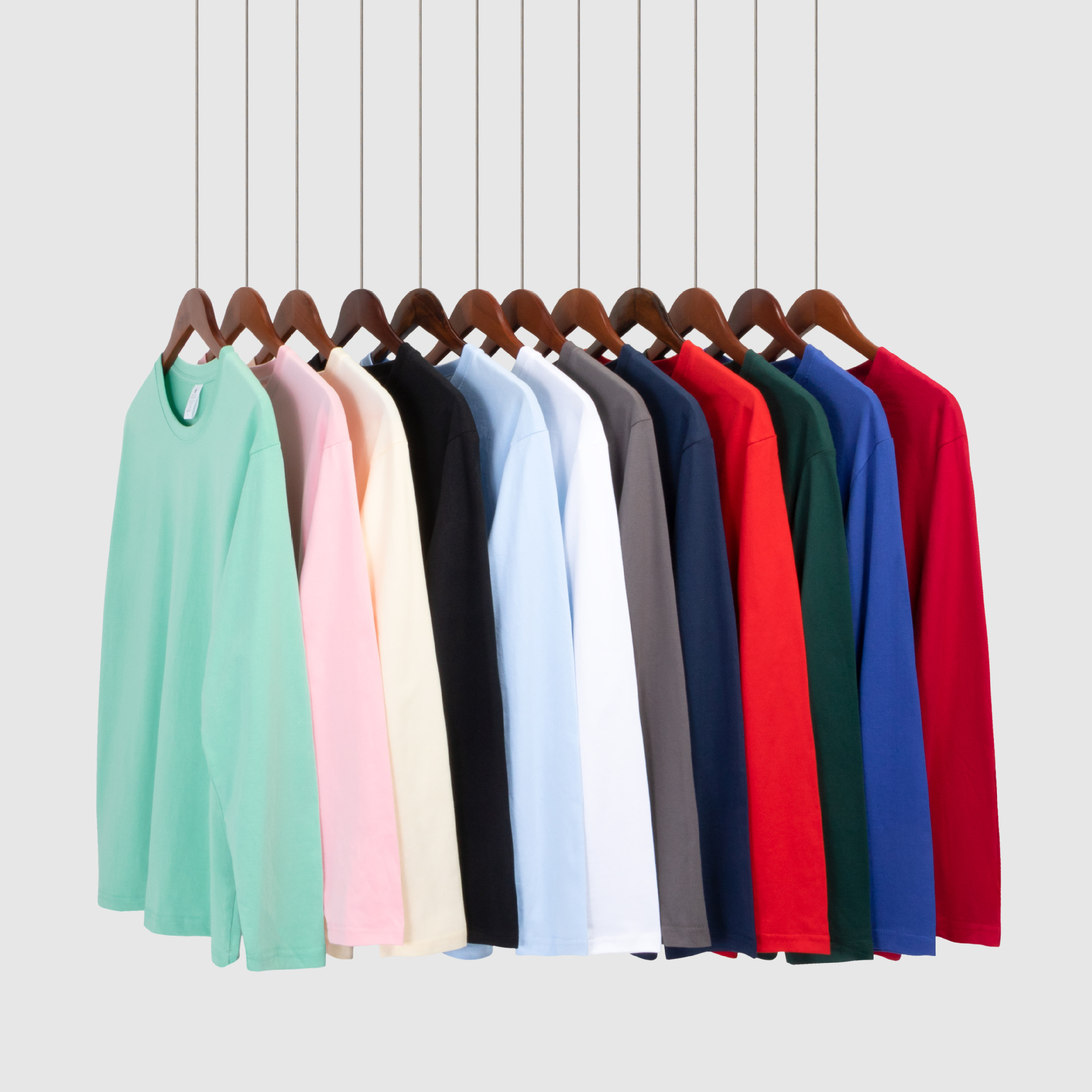 Live Explosions Men's and Women's T-Shirt Spring and Autumn Combed Pure Cotton Solid Color Top Autumn and Winter Inner Long Sleeve Base Shirt for Students
