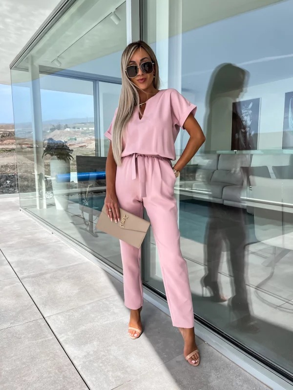 2023 Europe and the United States cross-border leisure suit independent station AliExpress fashion solid color jumpsuit