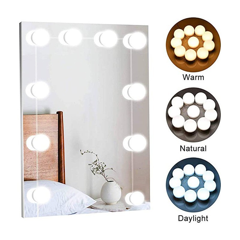 Hollywood mirror headlight makeup mirror bulb three-color dimming makeup light source manufacturers led mirror bulb