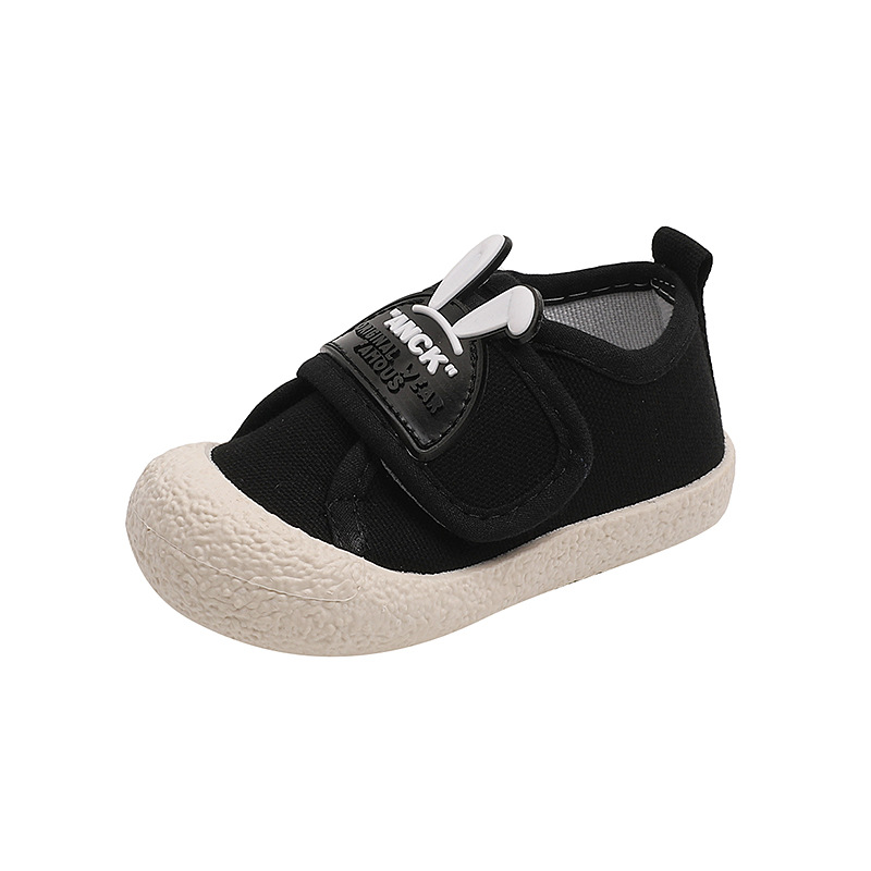 Solid soft bottom baby shoes cartoon canvas cute toddler shoes boys and girls breathable spring and autumn non-slip kindergarten Indoor