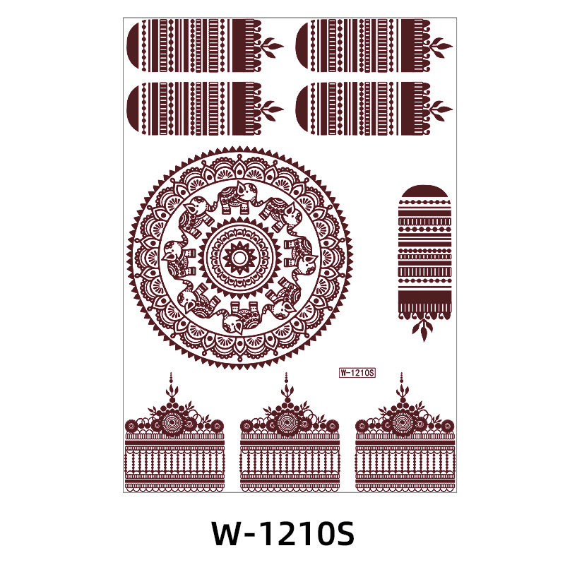 Zhengxiang 2025 Cross Border Brown Lace Tattoo Waterproof Flower India henna art tattoo Amazon