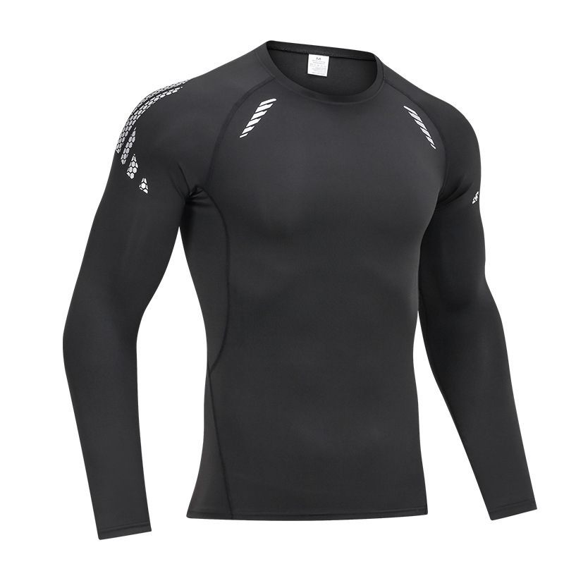 Sports tights spot basketball training base long sleeve men's running fast dry clothes riding high elastic breathable fitness clothing