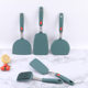 Dark Green Silicone Kitchenware Stainless Steel Handle Frying Shovel Leakage Shovel Kitchen Utensils Cooking Shovel Silicone Frying Pan Pot Shovel