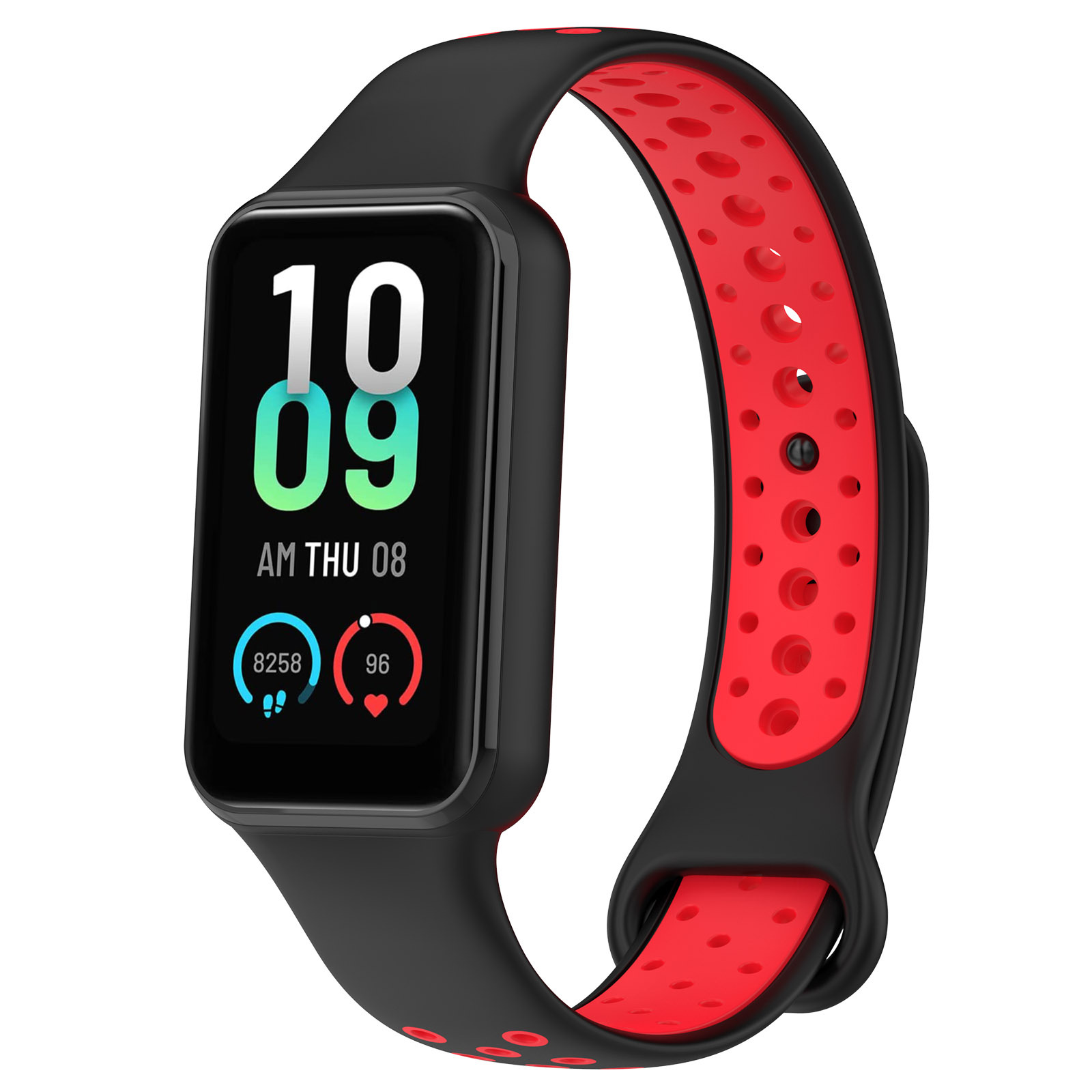 適用華米Amazfit band7膠錶帶雙色圓孔錶帶躍我官方同款運動腕帶