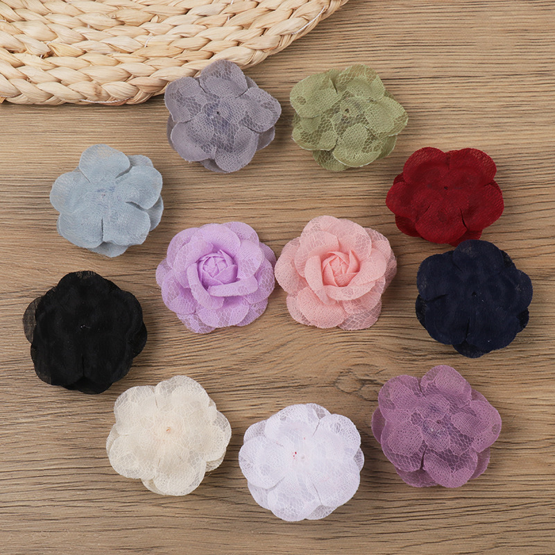 5.5cm Million in stock Lace Cloth Flower Camellia Flower Brooch Headwear Decorative Flower Clothes Shoes and Hats Accessories