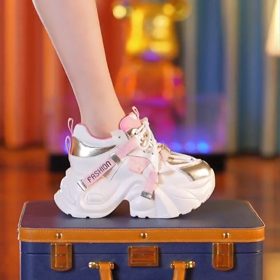 XBH6706-2 hidden height increasing daddy shoes women's feet small 2023 autumn and winter New Platform platform casual shoes