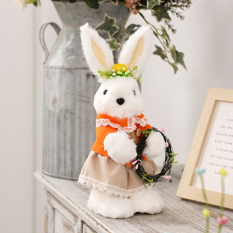Cross-border Easter decorations ins cute plush Easter rabbit decoration doll home desktop decoration