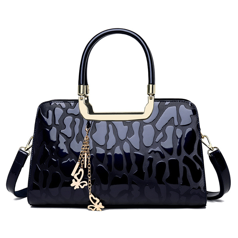 Sacs en cuir verni pour femmes, sac à bandoulière tendance Boston, sac à main texturé_voghion.com