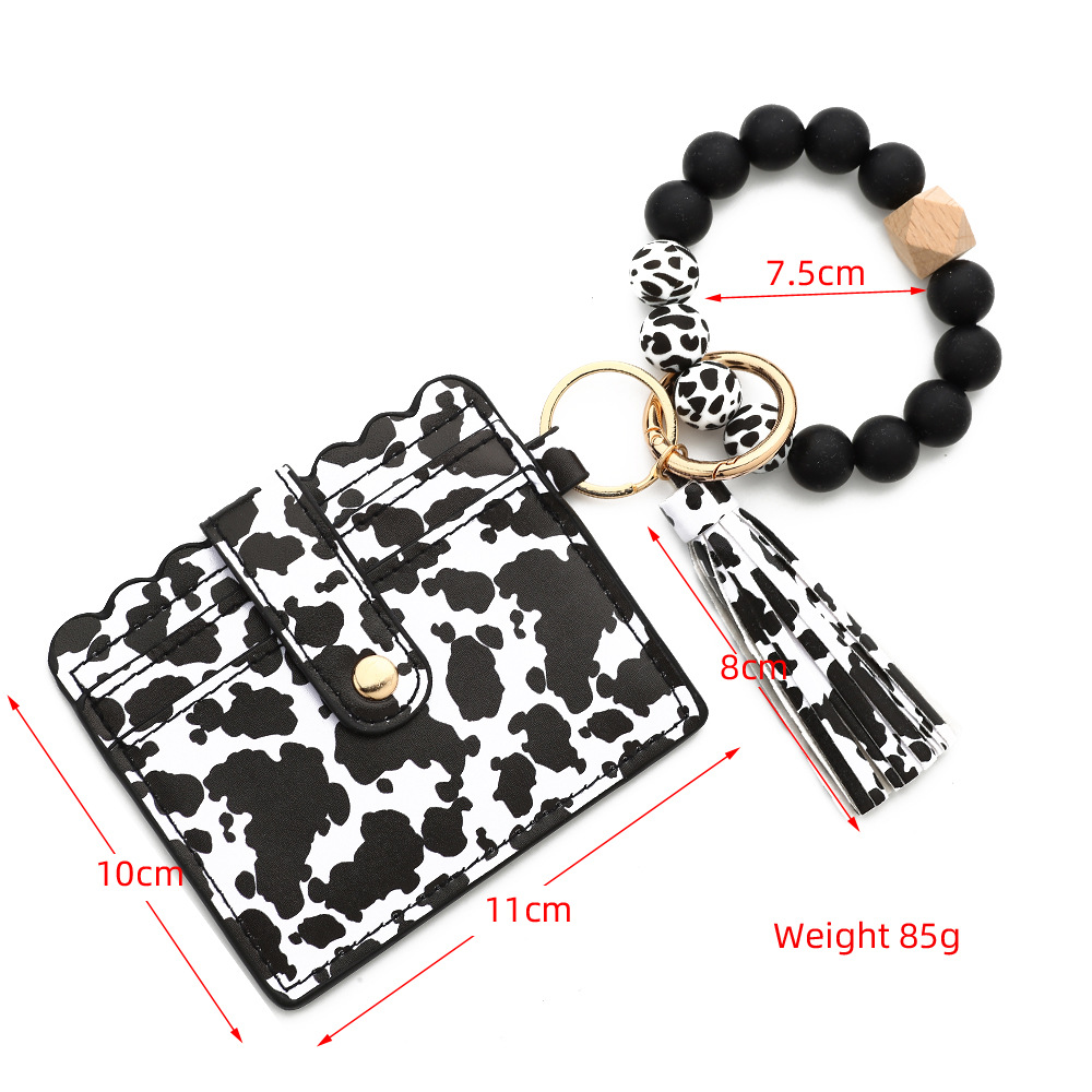 2023 New Silicone Bead Card Bag Western Style Cow Head Bag Silicone Bead Bracelet Card Bag Keychain Women's Wallet