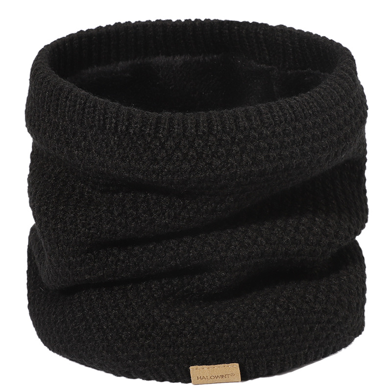 Autumn 2021 New HALOWINT Small Leather Label European and American Simple Knitted Scarf Couple Going Out Cold-proof Neck Sleeve