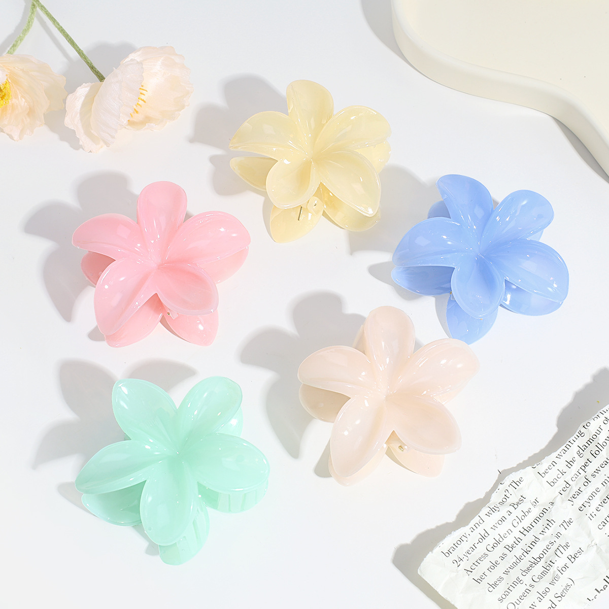Cross-border hot-selling flower grab clip simple solid color back head claw small fresh hair accessories Joker adult headdress wholesale