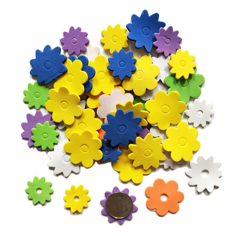 Colorful EVA flower sponge stickers DIY foam patch kindergarten toy stickers various flower types optional