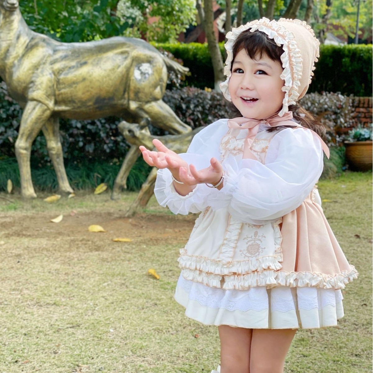 European and American baby suspender skirt autumn girls dress Lolita princess skirt brand children's skirt new one-piece hair