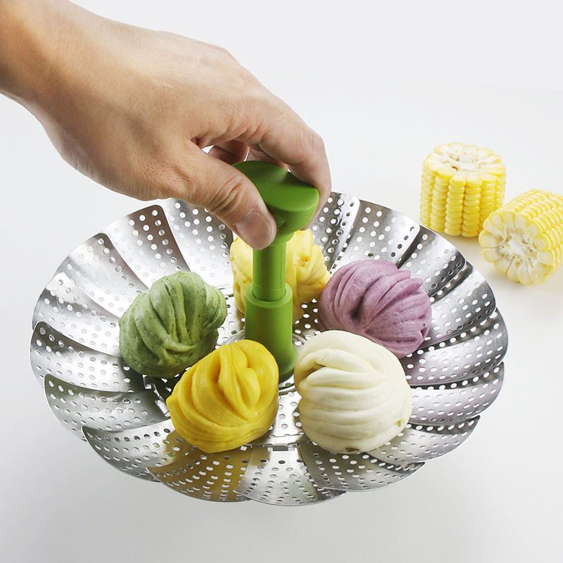 Stainless Steel Folding Steamer Tray Telescopic Steamer Tray Multifunctional Telescopic Fruit Tray Small Steamer