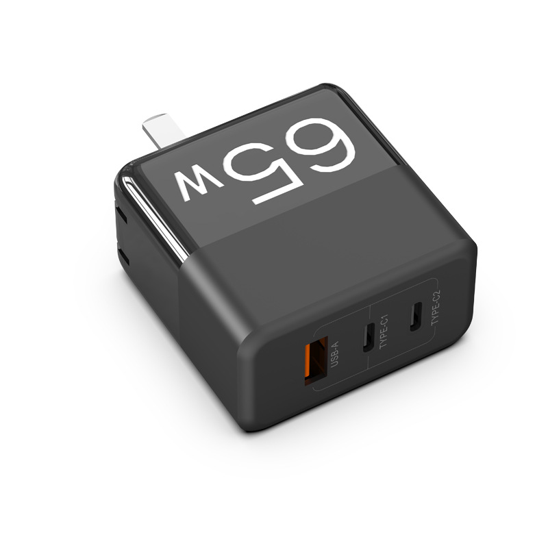 Foldable PD65W Gallium Nitride Charger Gallium Nitride Charging Head Laptop Mobile Phone Three-port Fast Charging Head