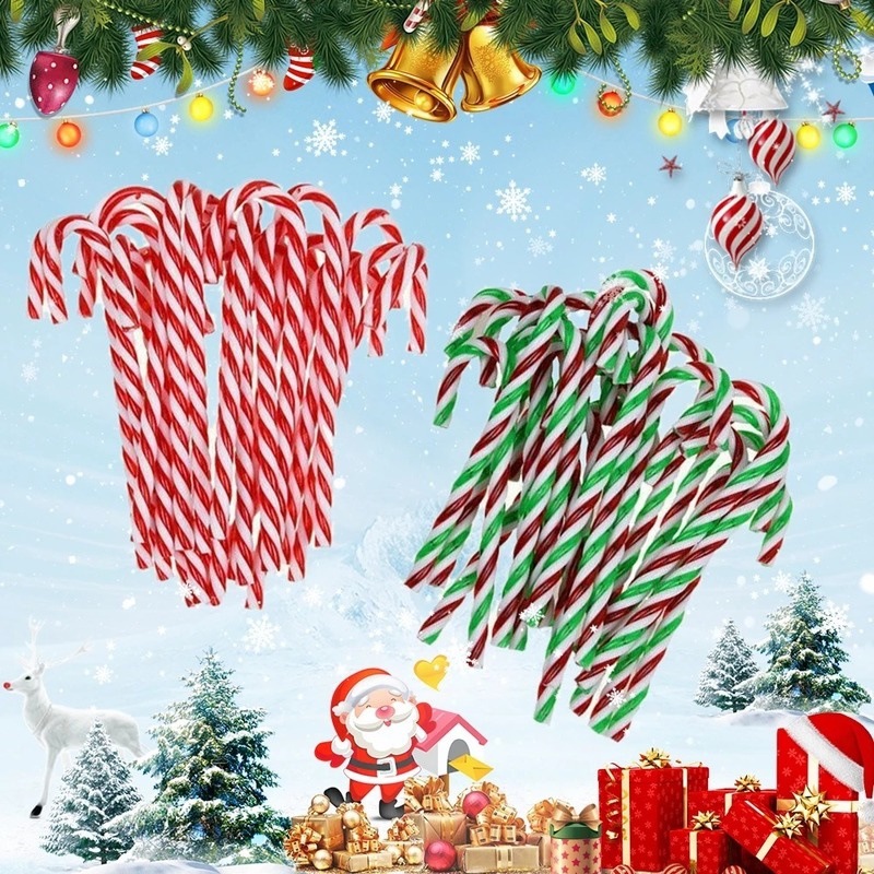 Noel Süslemeleri Noel Ağacı Kolye Noel Şekeri Koltuk Değneği Kırmızı ve Beyaz Koltuk Değneği Sahne Dekorasyonu_voghion.com