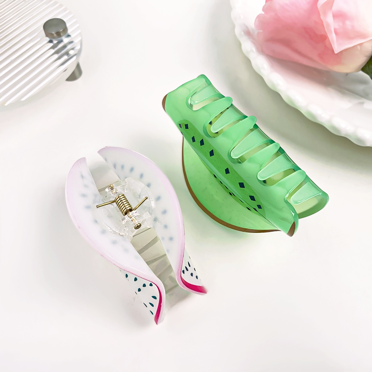 Berphia Creative Fruit Lemon Grab Clip Acrylic Hair Accessories Hair Grab Head Hairpin Korean Shark Clip Wholesale_voghion.com