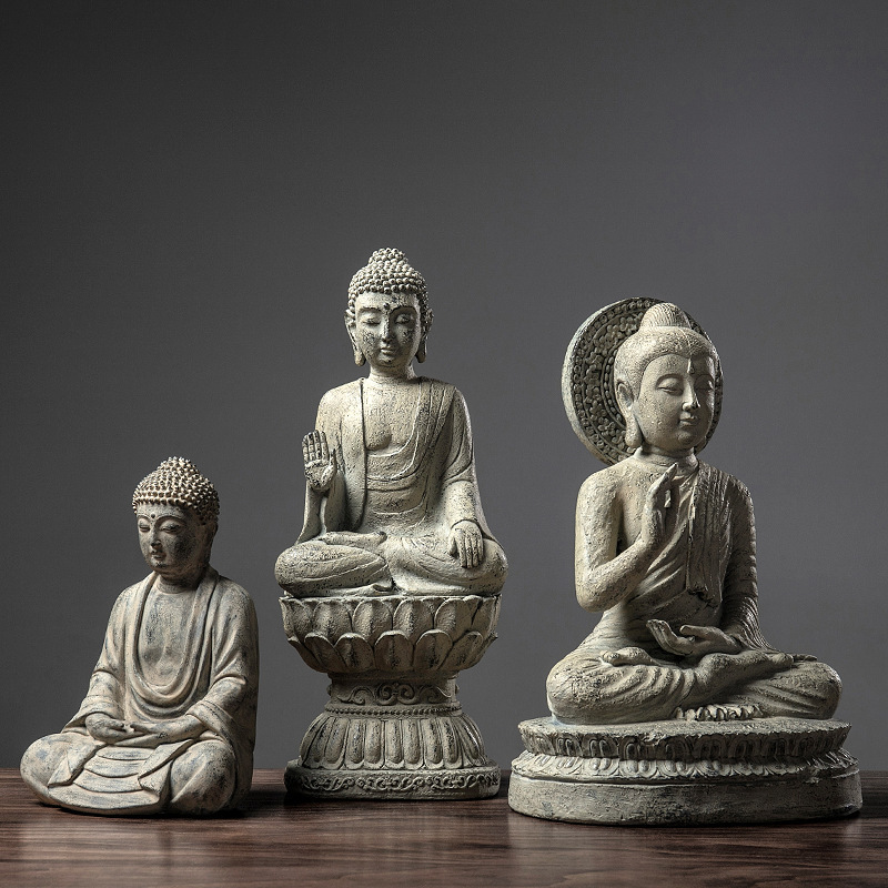 北魏禪意佛像擺件如來佛祖釋迦摩尼家居玄關客廳裝飾品樹脂工藝品