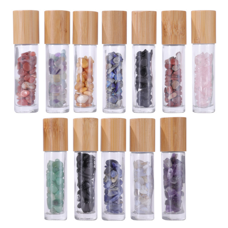 Bamboo cap roller ball bottle 10ml Crystal Jade ball glass bottle essence oil bottle perfume bottle 5ml