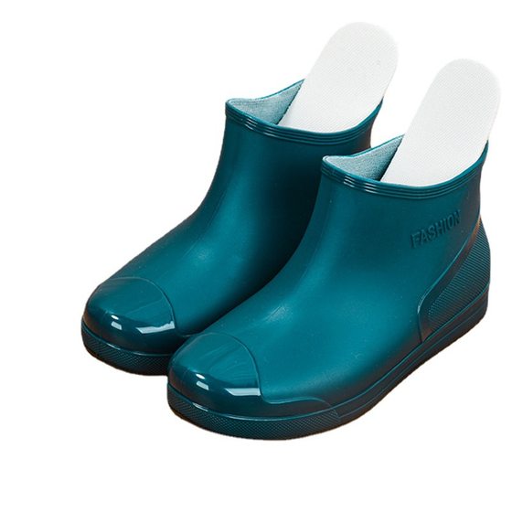 Cross-border new waterproof shoes female students rain boots low short tube fashion plastic shoes non-slip warm fleece-lined cotton overshoes