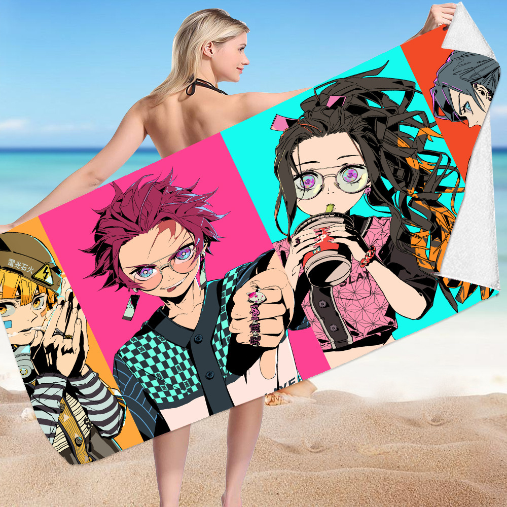 Cartoon series beach towel microfiber double-sided velvet beach towel swimming bath towel changeable square towel beach towel