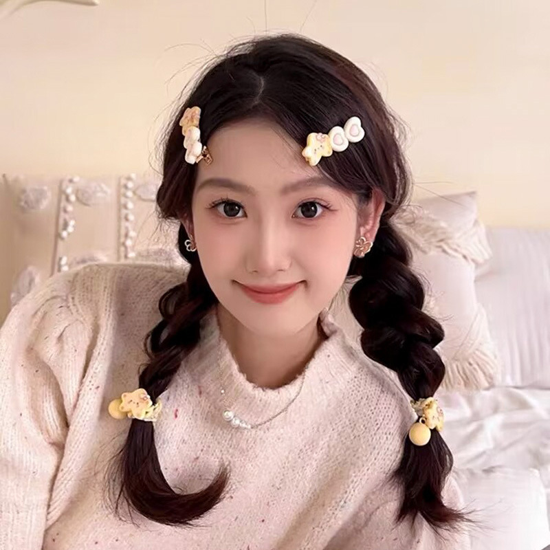 A pair of clothes ~ cute star hairpin female sweet bangs clip high elastic tie hair rope broken hair side clip BB clip_voghion.com
