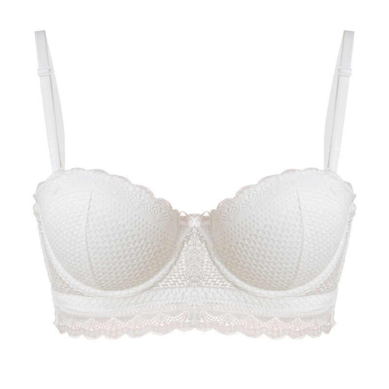 Cross-border Women's Underwear Set Summer French Style Lace Bra Girl's Small Chest Push-up Soft Steel Ring Sexy Bra