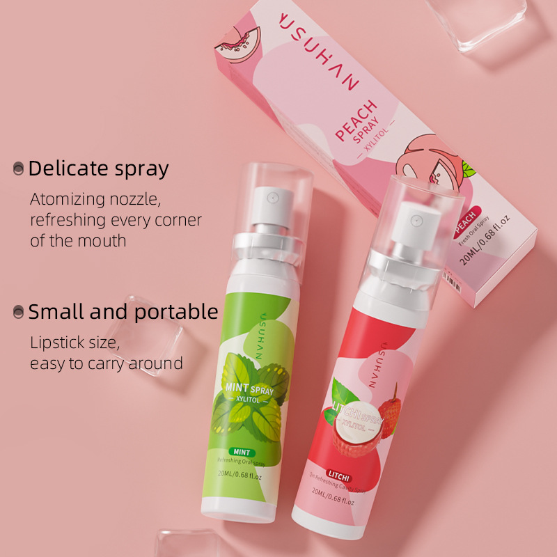 Full English oral spray USUHAN mouth spray peach mint breath freshener portable breath spray