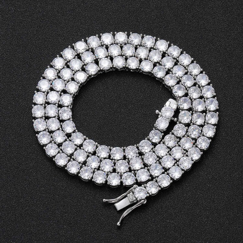 欧米のネックレス男性ヒップホップテニスチェーン3mm 4mm 5mm単列ジルコンネックレスtennis chainクロスボーダー|undefined