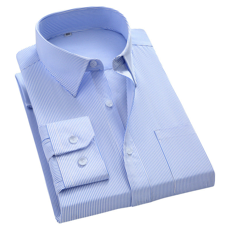 Blue Striped Shirt Men's Short-sleeved Business Wear New Spring and Summer White Striped Shirt Formalwear Fashion Business Casual