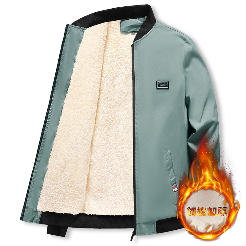 Foreign trade Men's fleece-lined thickened jacket coat 2023 autumn and winter fashion casual small square coat men
