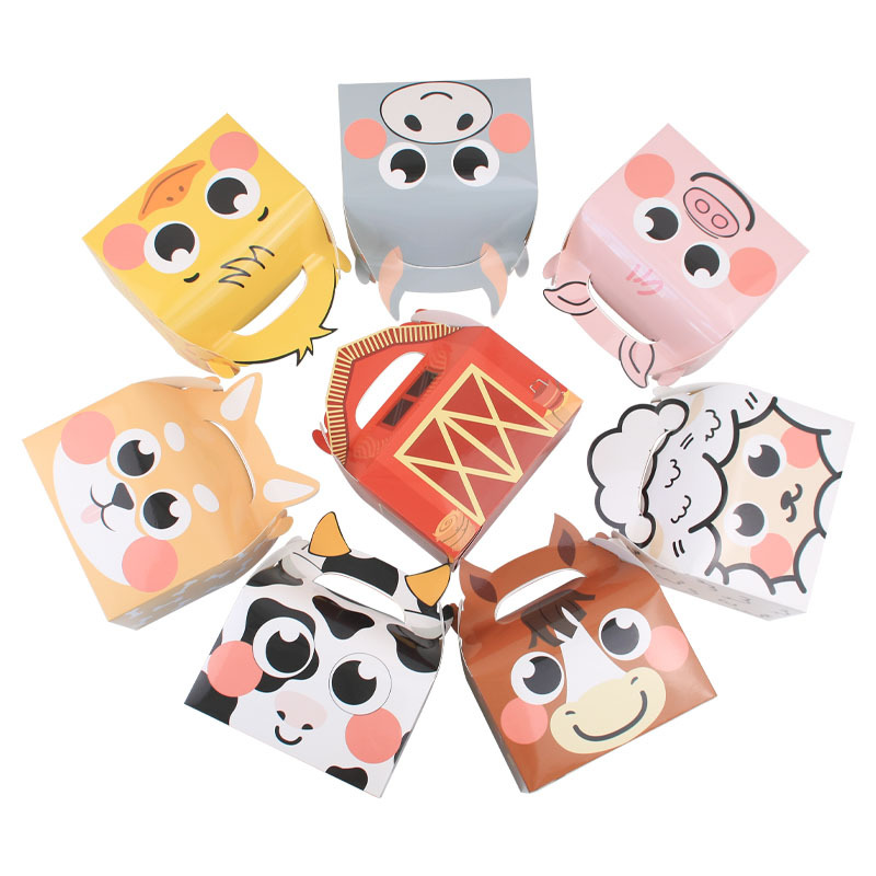 New Animal Portable Box Large Cake Box Farm Small Animal Hand Candy Box Square Bottom West Point Box