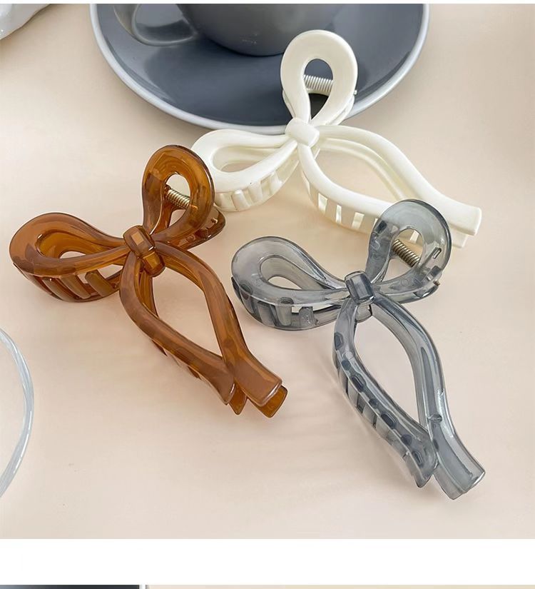South Korea New elegant transparent small fresh jelly texture acrylic hairpin lady style bow plate hair grip_voghion.com