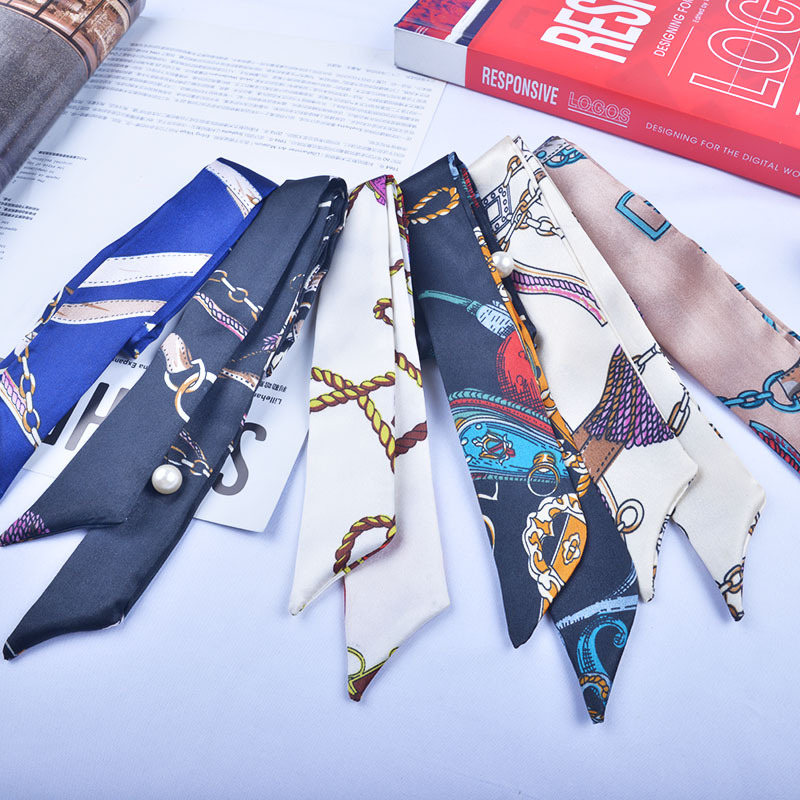 Hanging Spike Silk Scarf Handbag Tie Handle Silk Scarf Scarf Bag with Accessories Hair Band Women's Hood Scarf Scarf