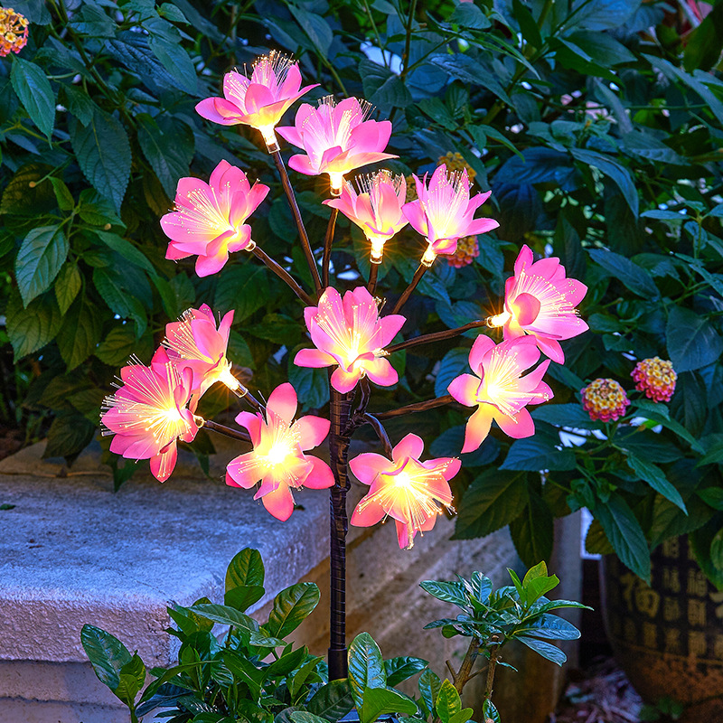 Cross-border artificial flower solar floor lamp Camellia lamp outdoor waterproof garden lawn LED decorative lamp