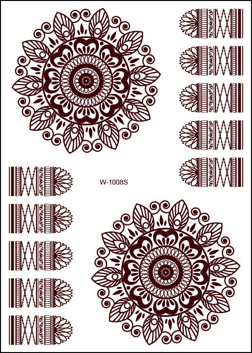 Foreign Trade Cross-border European and American Tattoo Sticker Arab Bride Brown Red Hannah Waterproof Lace Tattoo Sticker